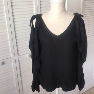 Ella Moss black blousy top, bow‎ shoulder details great condition size small